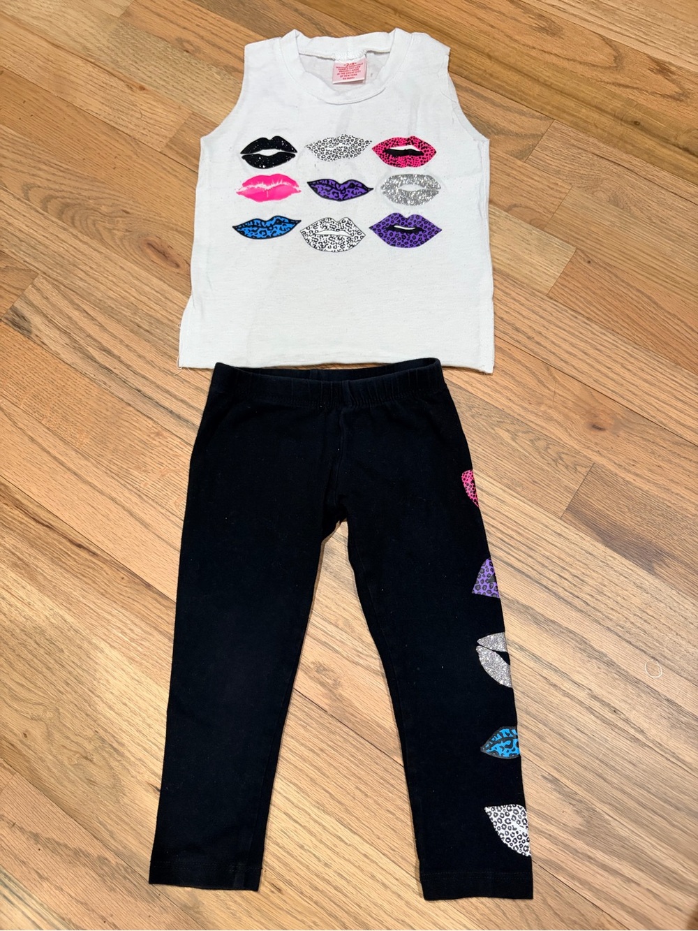 Denny’s toddler girl tank and leggings leopard mouth print outfit